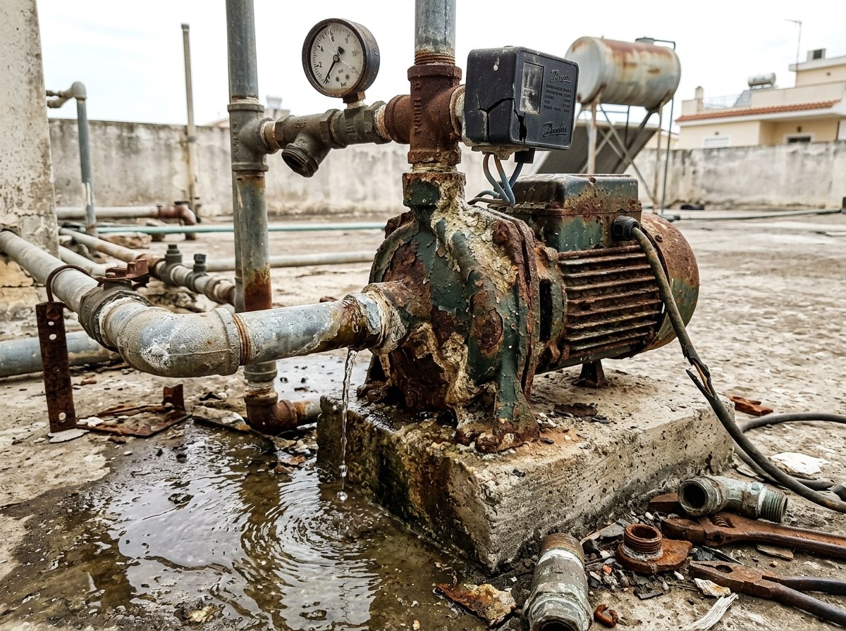 Rusted Leaking Water Pump Before Replacement