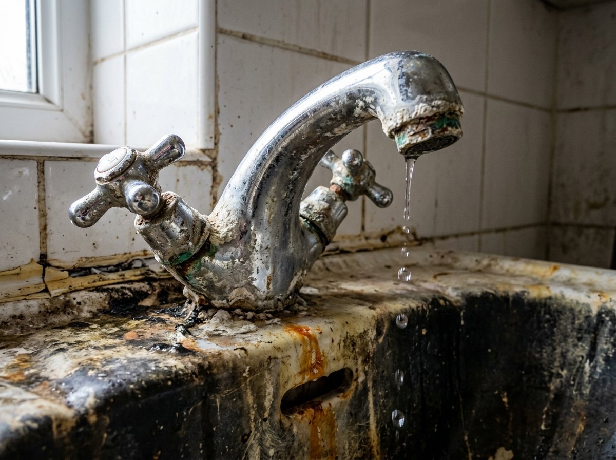 Old Corroded Calcified Faucet Before Replacement